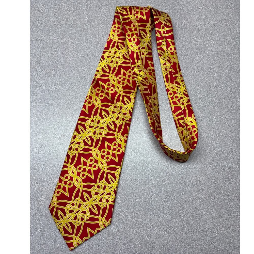 SetaZone Red Yellow Abstract 100% Silk Tie